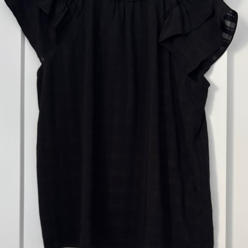 LOFT Black Ruffled Blouse